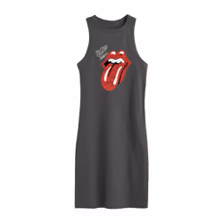 Amplified Womens/Ladies Autographs The Rolling Stones Slim Sleeveless Dress - S, Charcoal