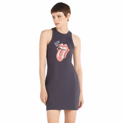 Amplified Womens/Ladies Autographs The Rolling Stones Slim Sleeveless Dress - S, Charcoal