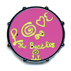 The Beatles Drum Love Badge - One Size, Pink/Yellow