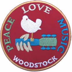 Woodstock Peace - Love - Music Iron On Patch