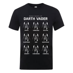Star Wars Mens Many Faces Of Darth Vader Cotton T-Shirt - XXL, Black