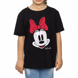 Disney Girls Minnie Mouse Face Cotton T-Shirt - 9-11 Years, Black
