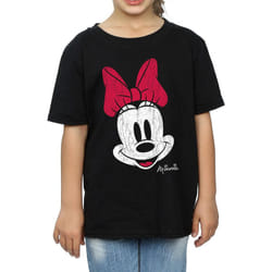 Disney Girls Minnie Mouse Face Cotton T-Shirt - 9-11 Years, Black