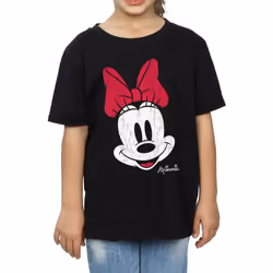 Disney Girls Minnie Mouse Face Cotton T-Shirt - 9-11 Years, Black