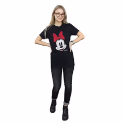 Disney Womens/Ladies Mickey Mouse Distressed Cotton Boyfriend T-Shirt - XXL, Black