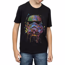 Star Wars Boys Stormtrooper Paint Splatter Cotton T-Shirt - 9-11 Years, Black