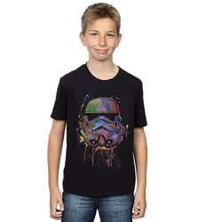Star Wars Boys Stormtrooper Paint Splatter Cotton T-Shirt - 9-11 Years, Black