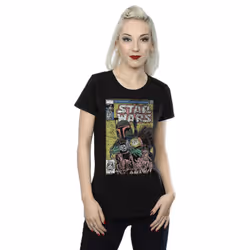 Star Wars Womens/Ladies Boba Fett Comic Cotton T-Shirt - L, Black