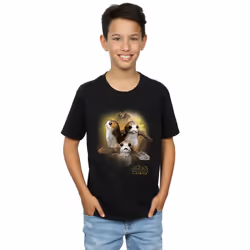 Star Wars: The Last Jedi Boys Porg Brushed Cotton T-Shirt - 9-11 Years, Black