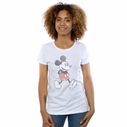 Disney Womens/Ladies Walking Mickey Mouse Cotton T-Shirt - L, White