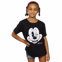 Disney Girls Mickey Mouse Face Cotton T-Shirt - 7-8 Years, Black