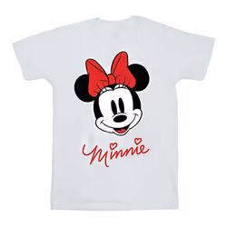 Disney Girls Minnie Mouse Face Cotton T-Shirt - 9-11 Years, White