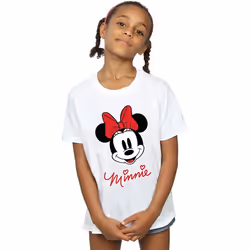 Disney Girls Minnie Mouse Face Cotton T-Shirt - 9-11 Years, White