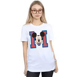 Disney Womens/Ladies M Mickey Mouse Cotton Boyfriend T-Shirt - M, White