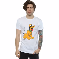 Disney Mens Classic Pluto Cotton T-Shirt - XXL, White