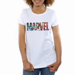 Marvel Comics Womens/Ladies Characters Cotton Logo T-Shirt - XL, White