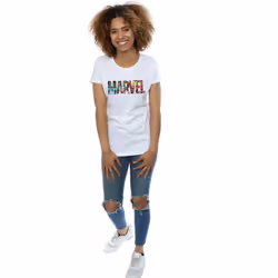 Marvel Comics Womens/Ladies Characters Cotton Logo T-Shirt - XL, White
