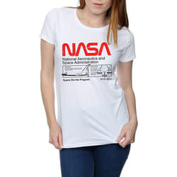 NASA Womens/Ladies Classic Space Shuttle Cotton T-Shirt - M, White