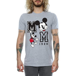 Disney Mens Jump And Wink Mickey Mouse T-Shirt - S, Sports Grey