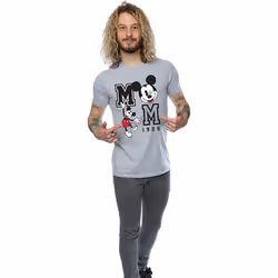 Disney Mens Jump And Wink Mickey Mouse T-Shirt - XXL, Sports Grey