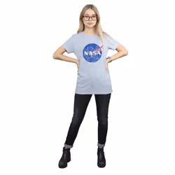 NASA Womens/Ladies Classic Insignia Logo Boyfriend T-Shirt - S, Sports Grey