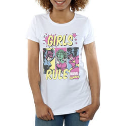 Marvel Comics Womens/Ladies Girls Rule Cotton Boyfriend T-Shirt - XL, White