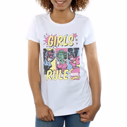 Marvel Comics Womens/Ladies Girls Rule Cotton Boyfriend T-Shirt - XXL, White