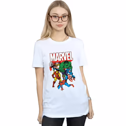 Marvel Womens/Ladies Hero Group Cotton Boyfriend T-Shirt - XL, White