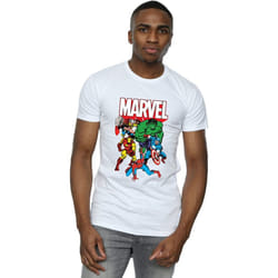 Marvel Mens Hero Group Cotton T-Shirt - S, White