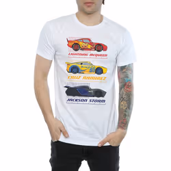 Cars Mens Racer Profile Cotton T-Shirt - XL, White