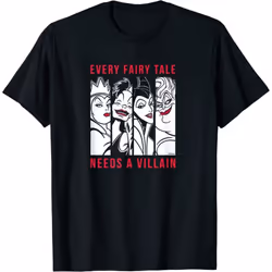 Disney Mens Every Fairy Tale Needs A Villain Cotton T-Shirt - M, Black