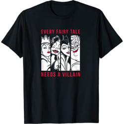 Disney Mens Every Fairy Tale Needs A Villain Cotton T-Shirt - M, Black