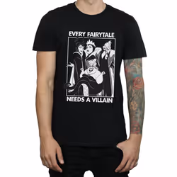 Disney Mens Every Fairy Tale Needs A Villain Cotton T-Shirt - M, Black