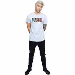 Marvel Mens Comics Infill Logo T-Shirt - XXL, Sports Grey