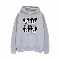 Disney Womens/Ladies Mickey Mouse Four Heads Hoodie - XXL, Heather Grey