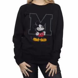 Disney Womens/Ladies Classic M Mickey Mouse Sweatshirt - XXL, Black