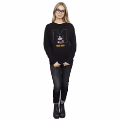 Disney Womens/Ladies Classic M Mickey Mouse Sweatshirt - XXL, Black