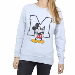 Disney Womens/Ladies Classic M Mickey Mouse Sweatshirt - XL, Heather Grey