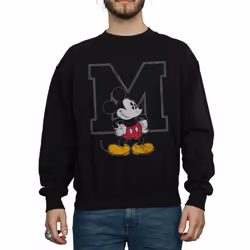 Disney Mens Classic M Mickey Mouse Sweatshirt - L, Black