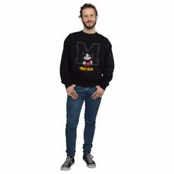 Disney Mens Classic M Mickey Mouse Sweatshirt - S, Black