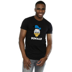 Disney Mens Donald Duck Face Cotton T-Shirt - XL, Black
