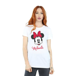Disney Womens/Ladies Minnie Mouse Face Cotton Boyfriend T-Shirt - L, White