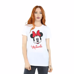Disney Womens/Ladies Minnie Mouse Face Cotton Boyfriend T-Shirt - M, White