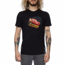 Cars Mens Lightning McQueen Cotton T-Shirt - M, Black