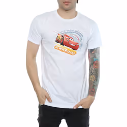 Cars Mens Lightning McQueen Cotton T-Shirt - XXL, White