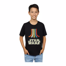 Star Wars Boys Rainbow Cotton T-Shirt - 9-11 Years, Black