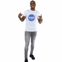 NASA Mens Insignia Distressed Cotton Logo T-Shirt - 3XL, White