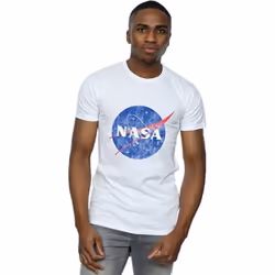 NASA Mens Insignia Distressed Cotton Logo T-Shirt - M, White