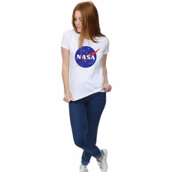NASA Womens/Ladies Insignia Distressed Logo Cotton T-Shirt - L, White