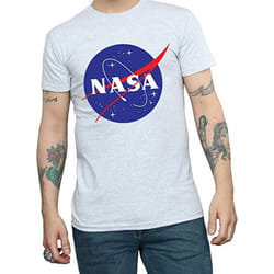 NASA Mens Insignia Distressed Logo T-Shirt - XL, Sports Grey